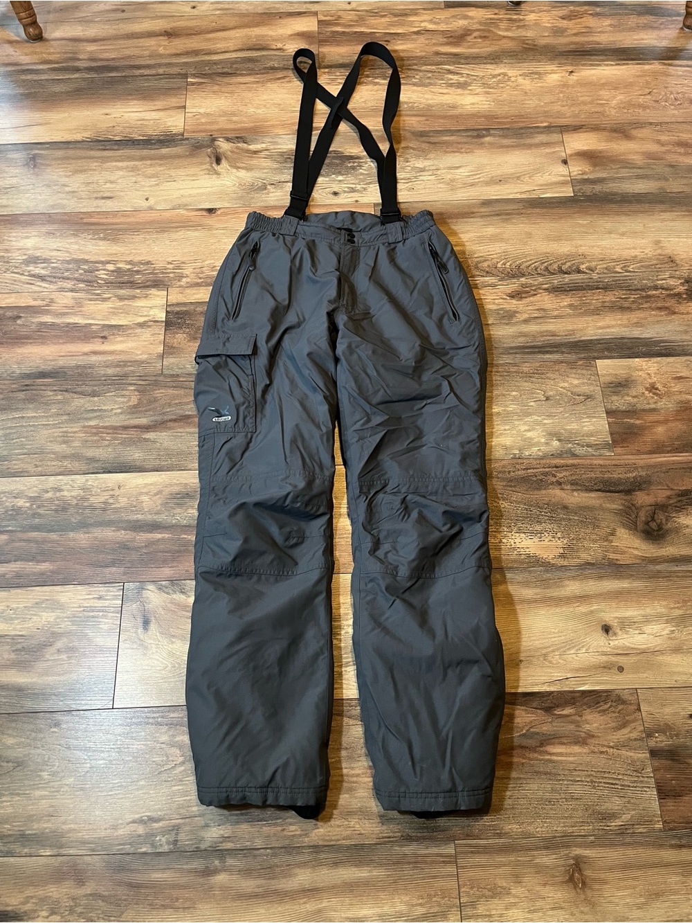 Salewa Ski Snow Pants Gray M EU 48 Insulated Waterproof Suspenders Powertex